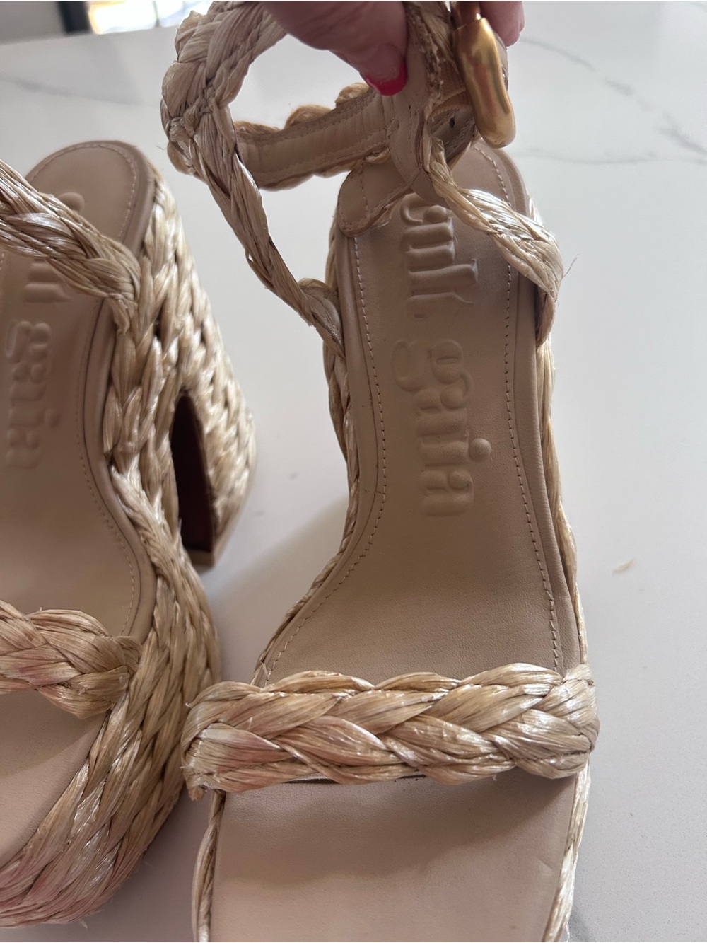 cult gaia Braided Raffia Platform Sandals in Natural